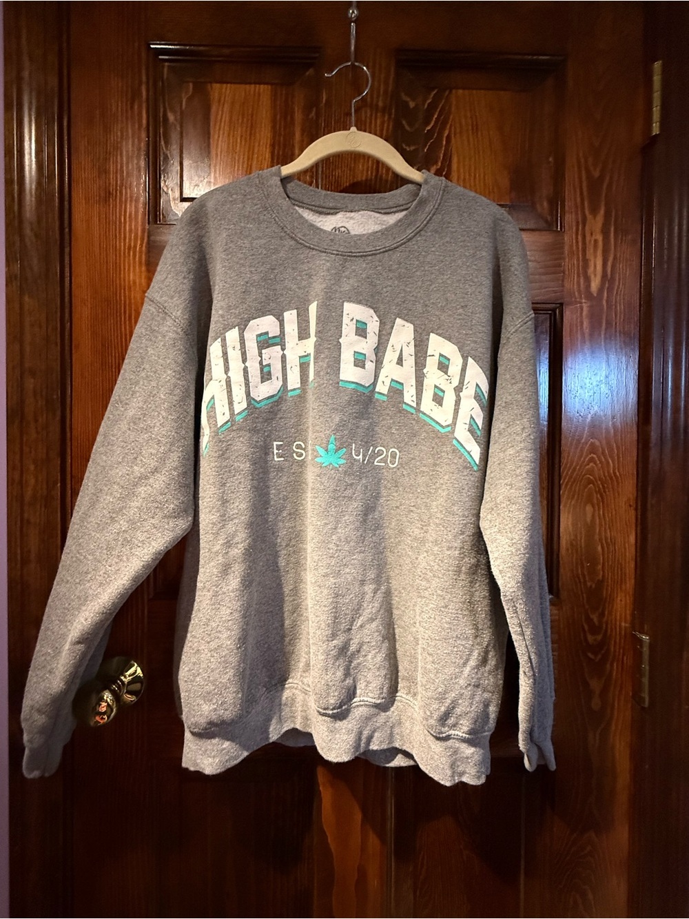 Nico’s Gray "High Babe" Crewneck Sweatshirt with Teal Accent